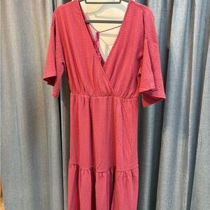 Elegant Pink Wrap Dress